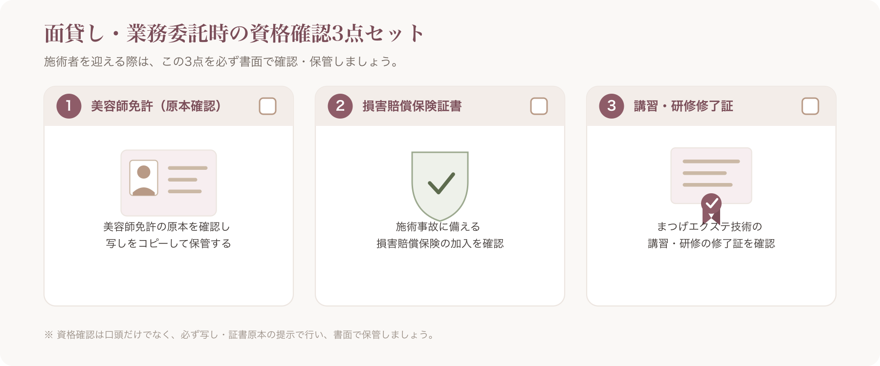 資格確認3点セットのチェックリストイメージ
