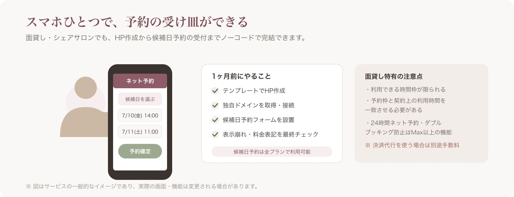 スマホでネット予約画面を確認するオーナーのイメージ