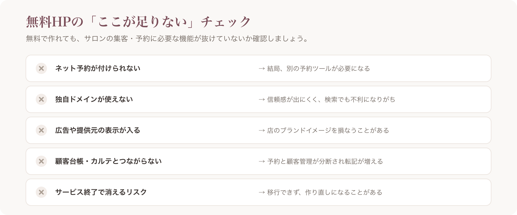 無料HPの限界チェックリスト図